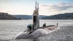 The Seawolf-class fast-attack submarine USS Connecticut (SSN 22) departs Puget Sound Naval Shipyard for sea trials following a maintenance availability, Dec. 15, 2016, in Washington. China is accusing the U.S. of a "lack of transparency and responsibility" regarding an accident in the South China Sea involving the USS Connecticut last month. Foreign Ministry spokesperson Wang Wenbin on Tuesday, Nov. 2, 2021, said the U.S. should provide full details of the incident. (Thiep Van Nguyen II/U.S. Navy via AP)