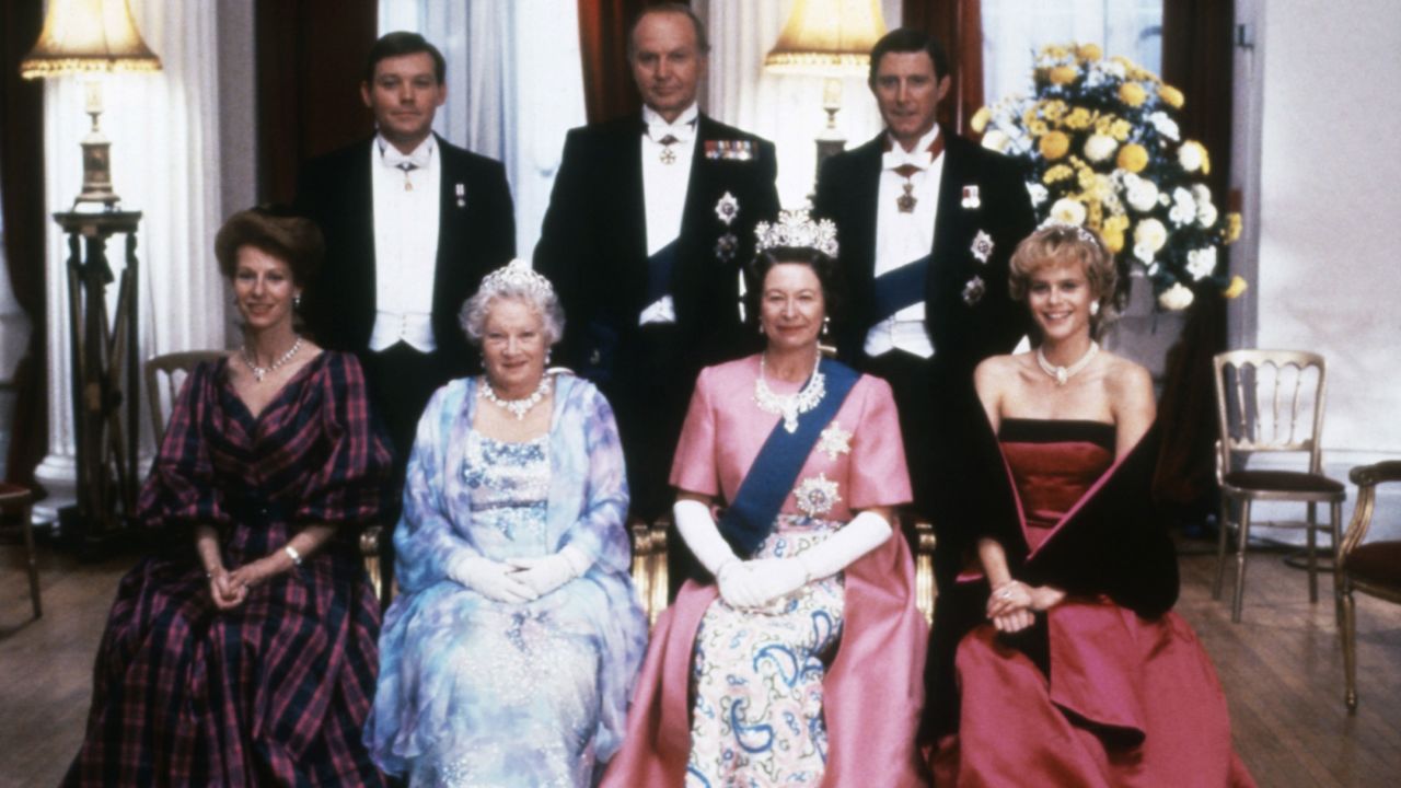 Serena Scott Thomas, seated far right in the front row, played the Princess of Wales in "Diana: Her True Story," which aired while Diana was alive. 
