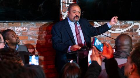 Manhattan District Attorney-elect Alvin Bragg, a former top deputy to New York's attorney general, speaks to supporters in New York on November 2, 2021. 
