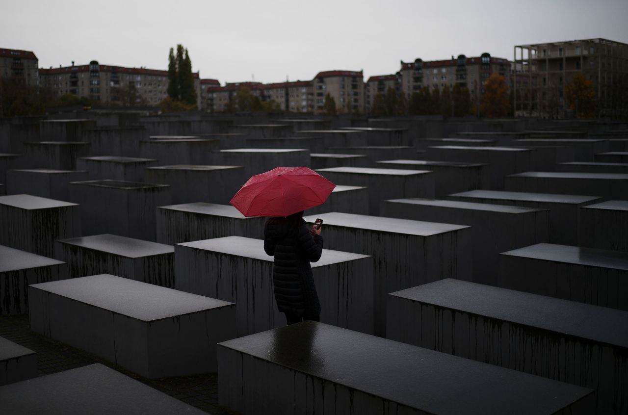 A woman visits the Memorial to the Murdered Jews of Europe in Berlin on Monday, November 1.