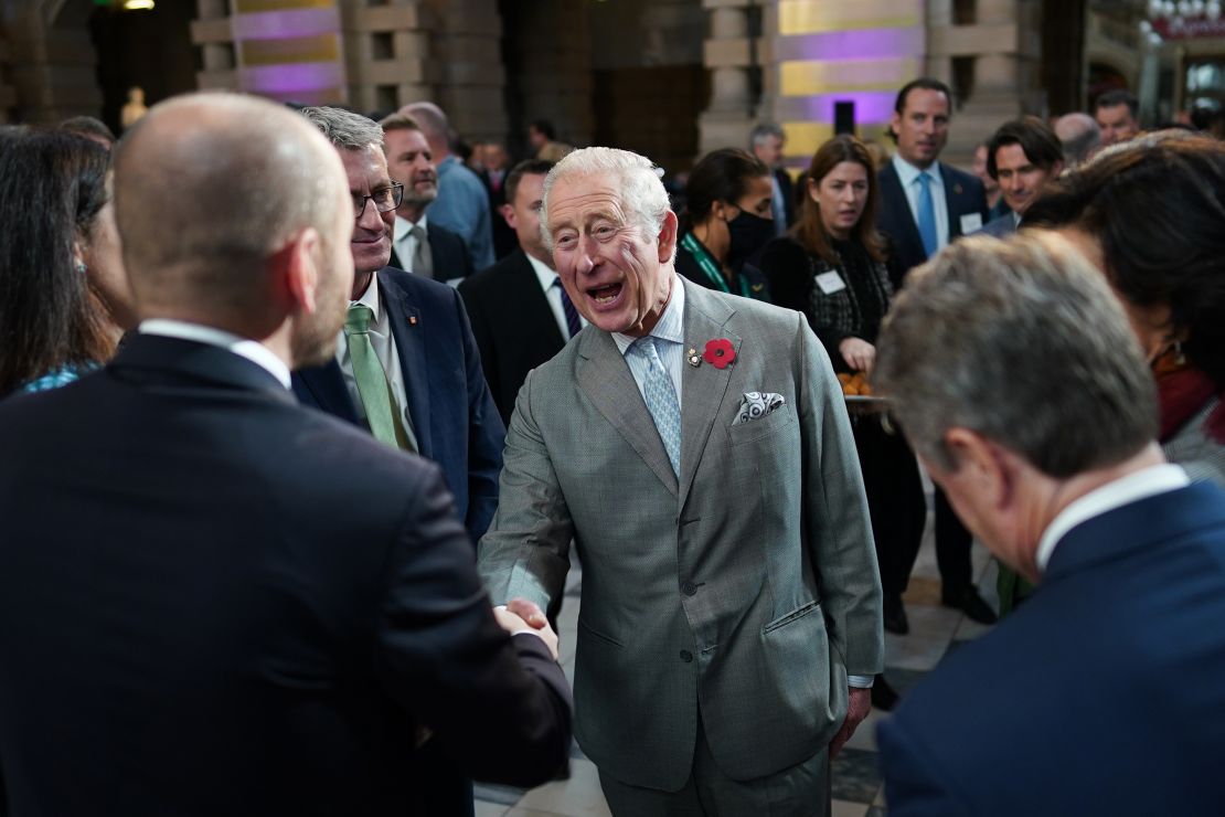 The Prince of Wales greets CEOs of global companies awarded the Terra Carta Seal on November 3.