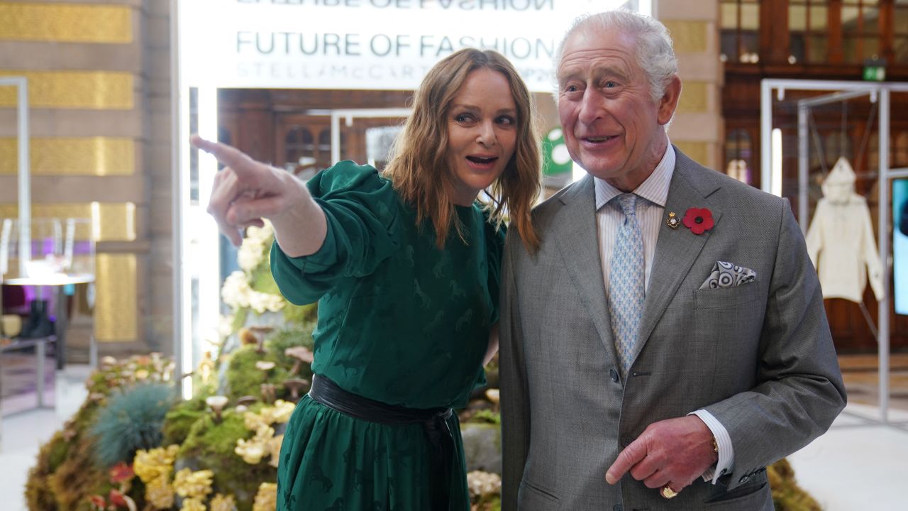 Prince Charles joins British designer and sustainability advocate Stella McCartney to view a fashion installation by the designer, at Kelvingrove Art Gallery in Glasgow.