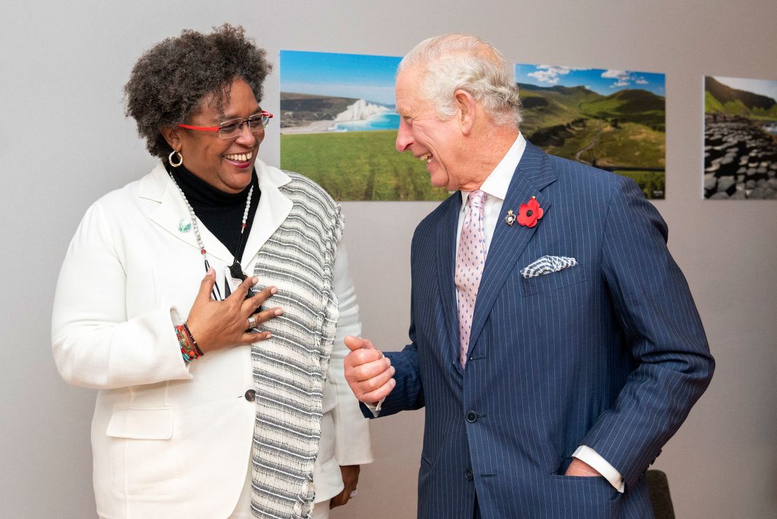 Prince Charles and Barbados' Prime Minister, Mia Mottley, on day two of COP26 earlier this week.