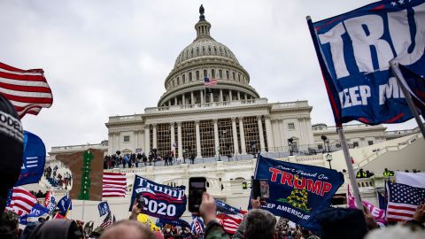 Trump supporters storm the US Capitol following a rally with President Donald Trump on January 6, 2021, in Washington. 