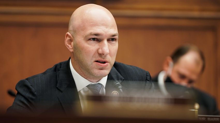 U.S. Rep. Anthony Gonzalez (R-OH) is seen during a House Financial Services Committee oversight hearing to discuss the Treasury Department's and Federal Reserve's response to the coronavirus (COVID-19) pandemic on December 2, 2020 in Washington, DC.