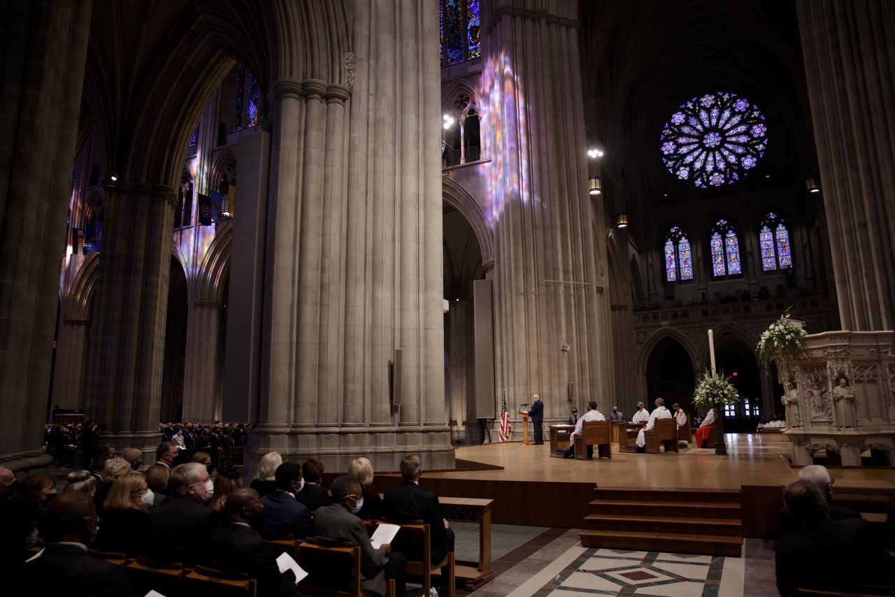 Richard Armitage, who served for a time as Powell's deputy secretary of state, delivers a eulogy. He recalled Powell's "sense of humor, his insatiable curiosity and his comfort in his own skin."
