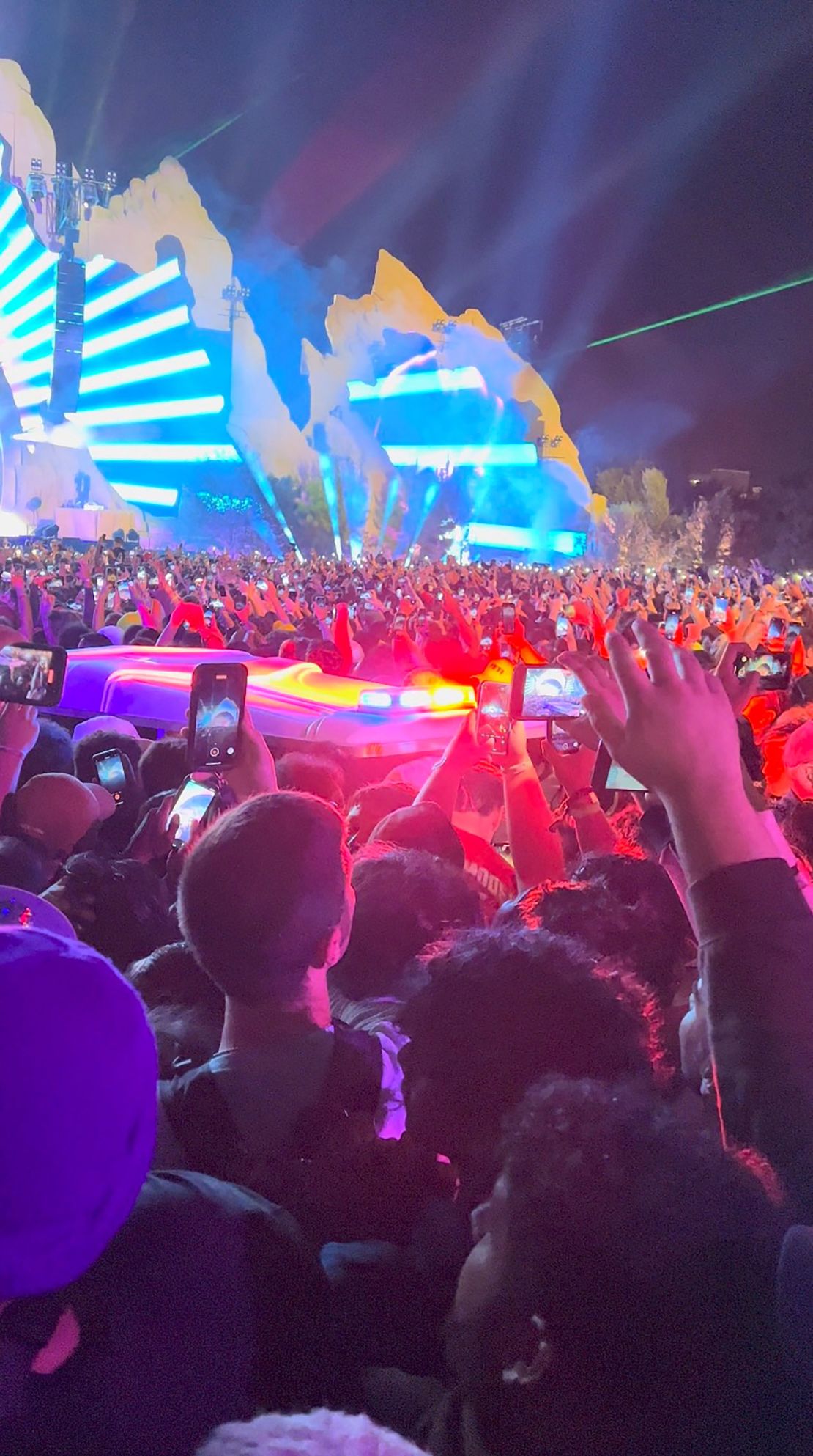 An ambulance is seen in the crowd during the Astroworld music festival.
