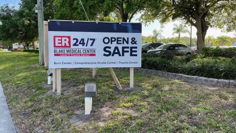 Cindy Johnson believes her husband, Steven, caught covid-19 from staff at Blake Medical Center in Bradenton, Florida, in November 2020. After his death, she asked a doctor who sees patients at the hospital to take down the big "OPEN & SAFE" sign outside. (Cindy Johnson)