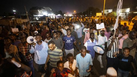 Pro-democracy protesters stage a demonstration demanding the end of the military intervention in Khartoum, Sudan, on November 4, 2021.