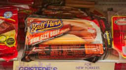 Hillshire Brands Ball Park hot dogs in a supermarket cooler in New York in May 2014.