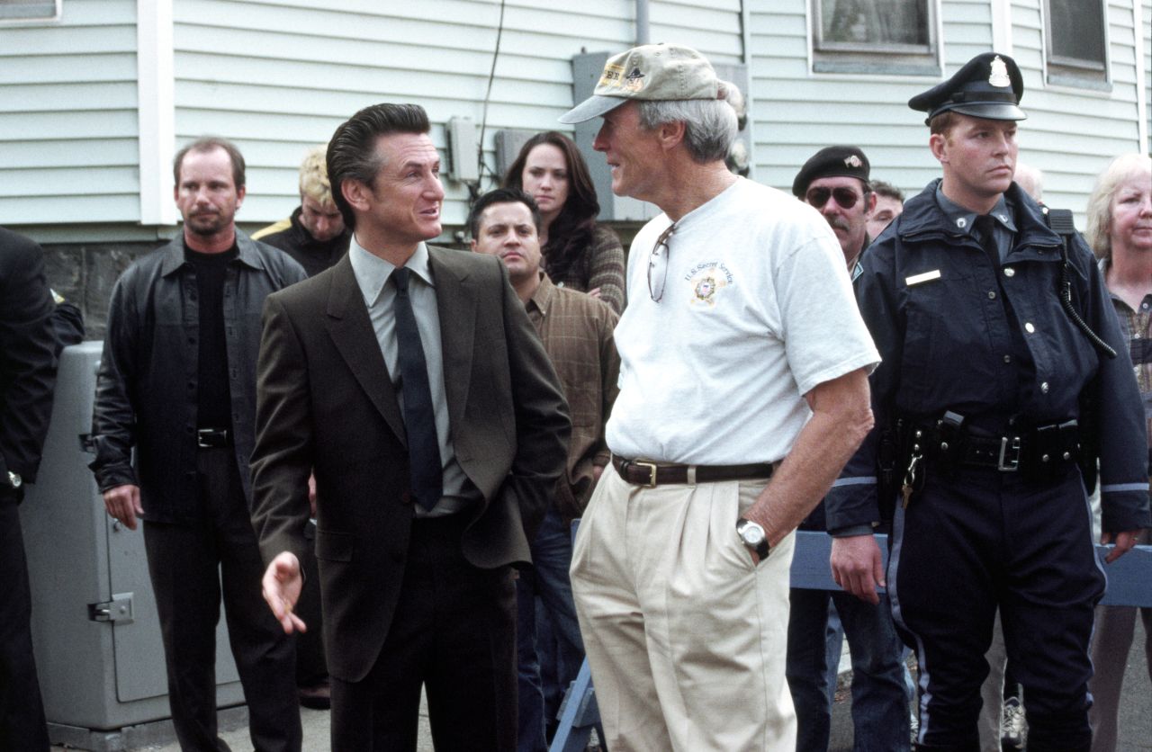 Sean Penn and Eastwood on the set of "Mystic River." 