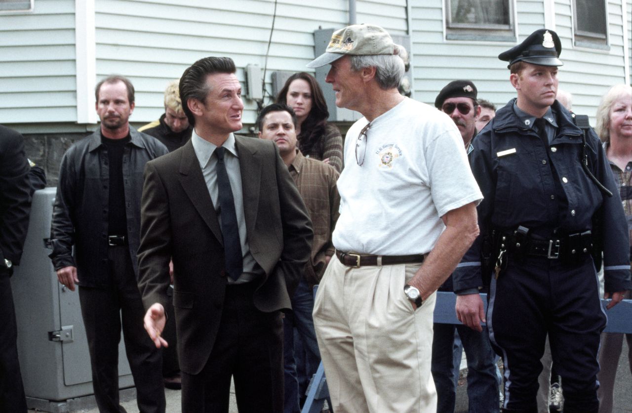 Sean Penn and Eastwood on the set of "Mystic River."