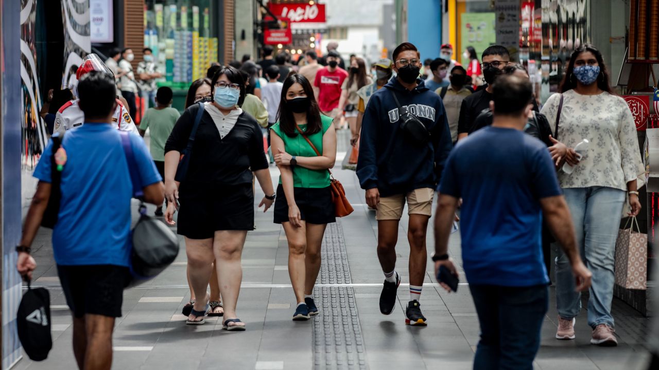 Shoppers wear face masks in Kuala Lumpur, Malaysia on October 23, 2021.