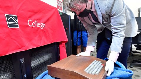 The Apple-1 computer has a rare koa wood case.
