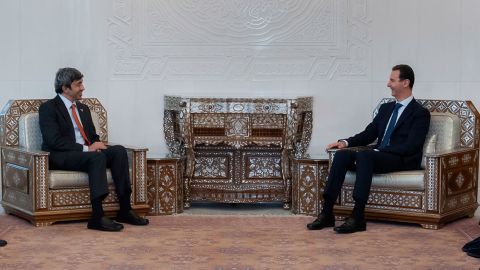 Another photo of Assad's meeting with Sheikh Abdallah on Tuesday.