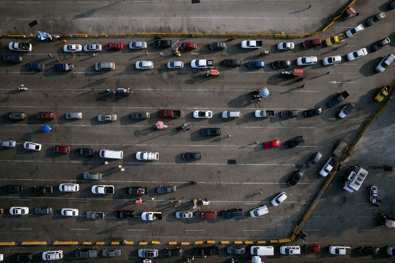 Cars line up to cross into the United States from Tijuana, Mexico, on November 8.