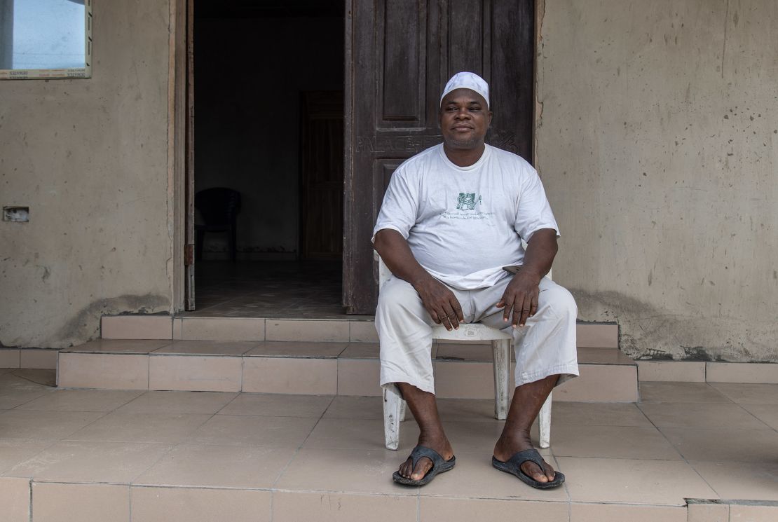 Chief Elegushi Atewolara Yusuf sits in front of his palace on Lagos Island.