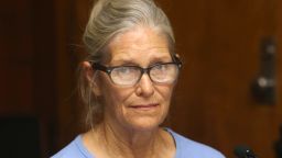FILE - Leslie Van Houten attends her parole hearing at the California Institution for Women in Corona, Calif., Sept. 6, 2017. A California parole panel on Tuesday, Nov. 9, 2021, recommended for the fifth time that Charles Manson follower Van Houten be freed from prison, decisions previously rejected by two governors.
Van Houten, 72, is serving a life sentence for helping Manson and other cult members when she was 19 years old, kill Los Angeles grocer Leno LaBianca and his wife, Rosemary, in August 1969. (Stan Lim/The Orange County Register via AP, Pool, File)