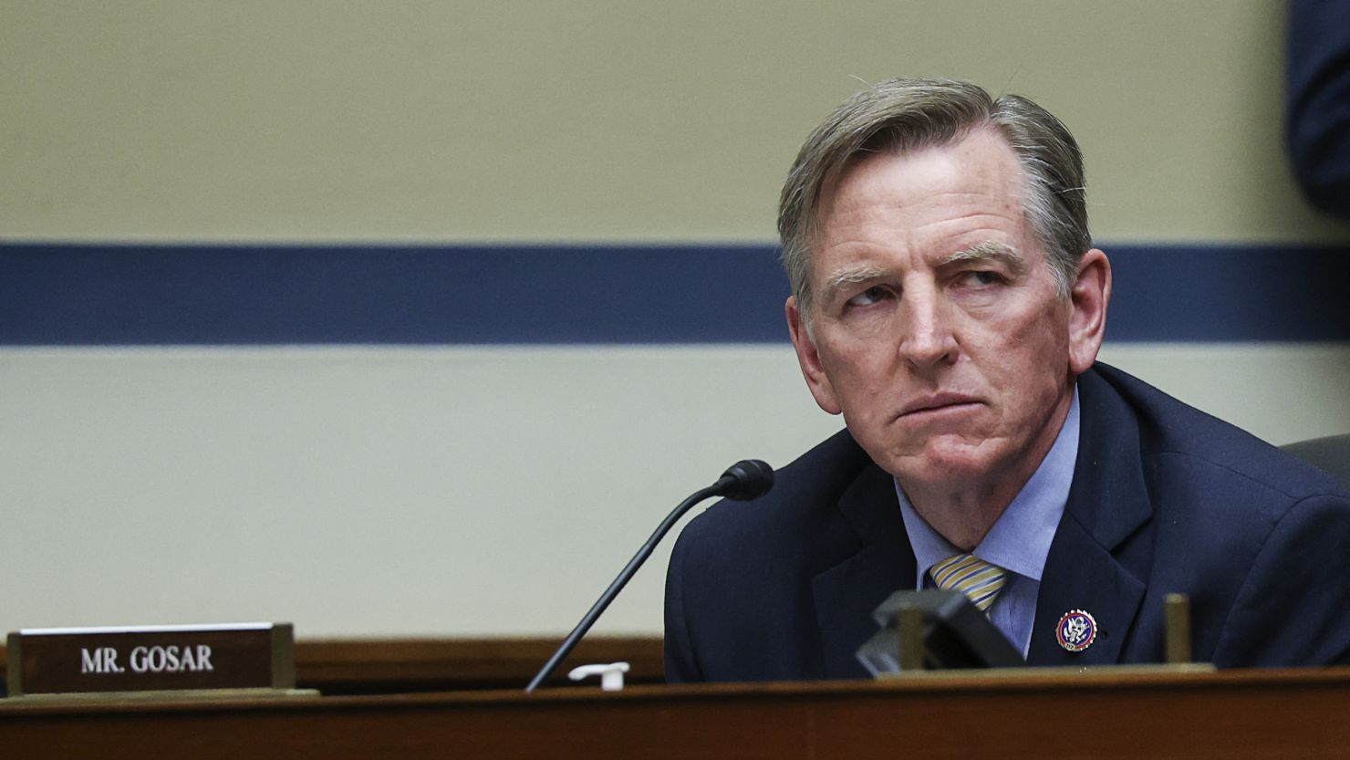 Rep. Paul Gosar (R-AZ) attends a House Oversight and Reform Committee hearing titled The Capitol Insurrection: Unexplained Delays and Unanswered Questions, regarding the January 6 attack on the US Capitol, in Washington, DC, on May 12, 2021. (Photo by JONATHAN ERNST / POOL / AFP) (Photo by JONATHAN ERNST/POOL/AFP via Getty Images)