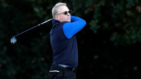 Pelley in action during the Hero Pro Am prior to the start of the British Masters.