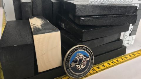 The ivory was disguised as ebony wood in an effort to sneak it into the US, authorities say.