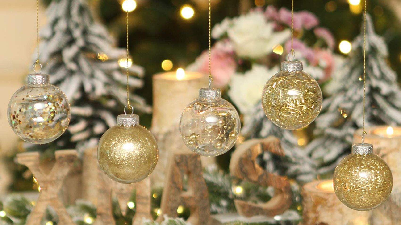 180 Degrees Pastel Glass 1.5" Christmas Sunset Ball Tree Ornaments Box Set of 9