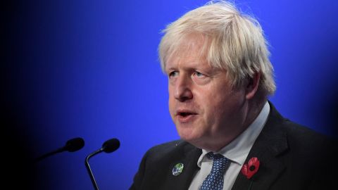 UK Prime Minister Boris Johnson speaks during a press conference at the COP26 UN Climate Change Conference in Glasgow on November 10, 2021.