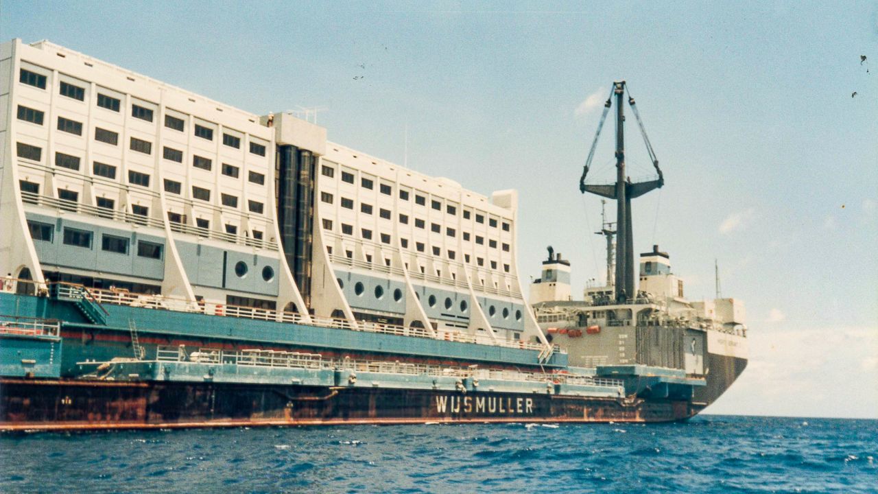 <strong>Full load: </strong>A heavy-lift ship carried the hotel to the John Brewer Reef, its chosen location within Australia's Great Barrier Reef Marine Park.