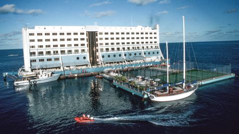 The floating hotel was designed as a luxury stopover for divers. 