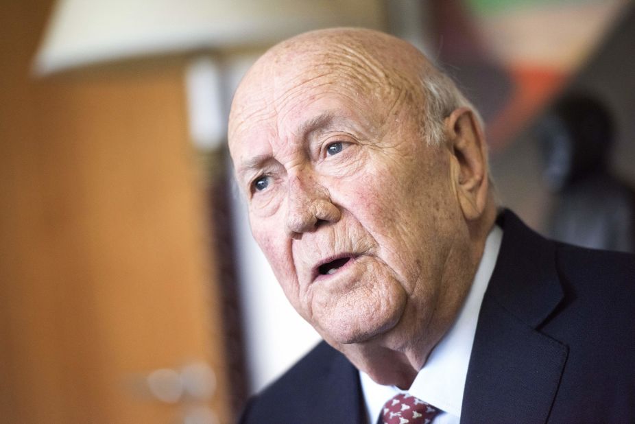 De Klerk answers questions about his memories of Mandela, in his office in Cape Town, on July 11, 2017. 