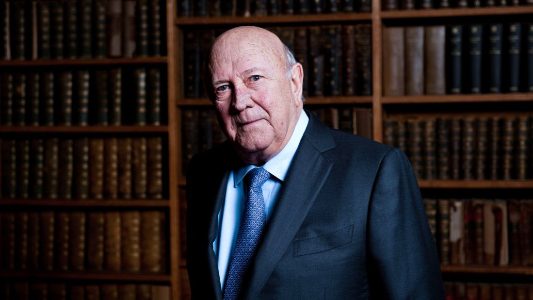 FW de Klerk poses for a portrait in 2014 at the Oxford Union in England.