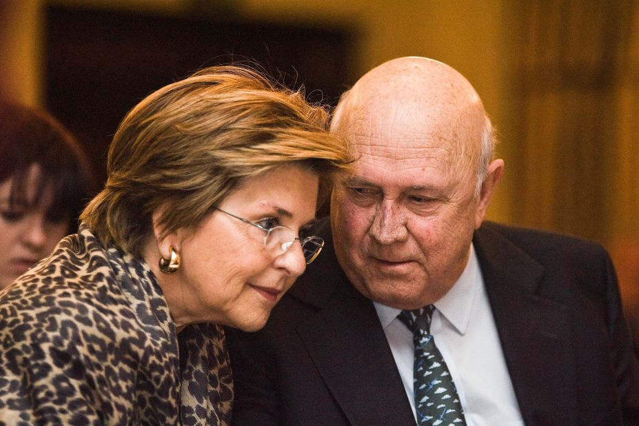 De Klerk and wife Elita attend the Solidarity and the Institute for Constitutional and Labour Studies Conference regarding Affirmative Action on July 15, 2009.