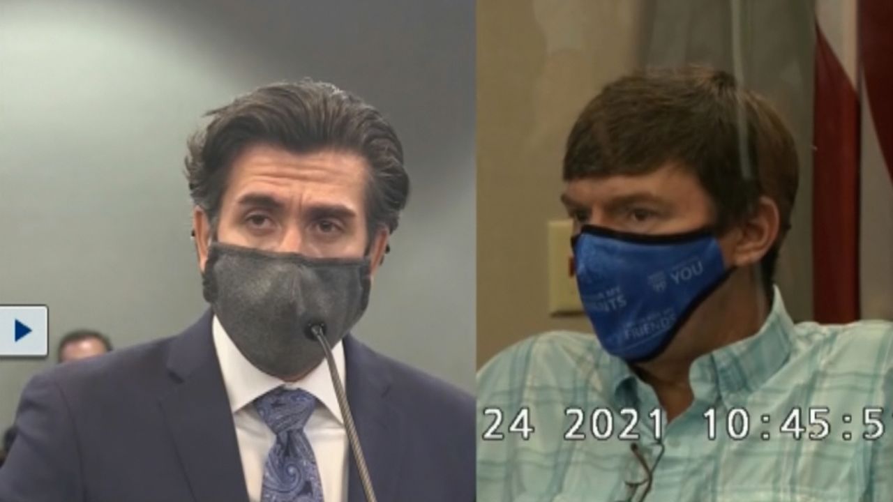 Video of a September deposition of Larry English (right) was played in court on Thursday.