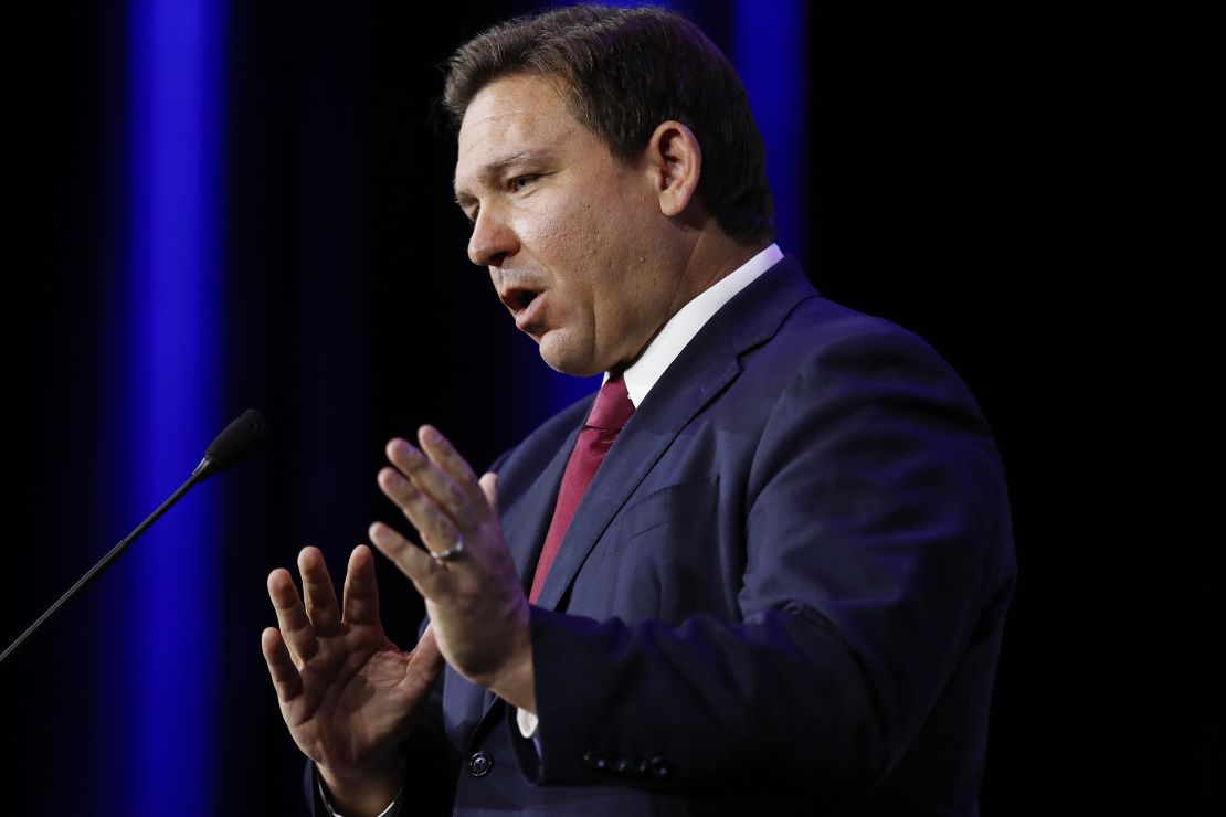 Florida Gov. Ron DeSantis speaks at a Republican Jewish Coalition meeting in Las Vegas last weekend. 