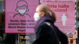 A sign advising how to deal with the current Corona rules hangs in the window of a retail shop in Leipzig on November 8, 2021 in Leipzig, Germany. The state of Saxony is the first state in Germany to, beginning today, bar people who are unvaccinated against the coronavirus from entering restaurants, bars, hotels, gyms, hairdressers and other public venues. Covid-19 infections have skyrocketed in the past week across Germany and the eastern states of Saxony and Thuringia currently have the highest overall rates. Approximately 90% of infected people being admitted to hospital currently are unvaccinated. 