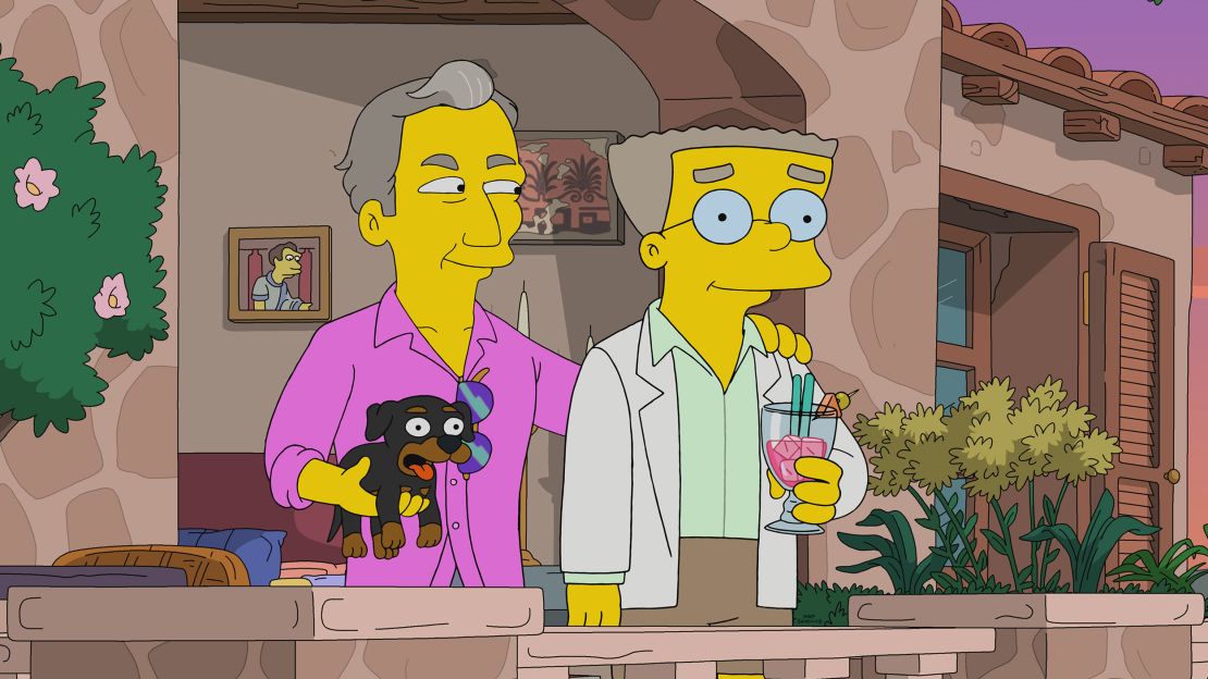 THE SIMPSONS: Smithers finds true love with a famous fashion designer (voiced by Victor Garber), but will his new relationship destroy Springfield? Find out in the "Portrait of a Lackey On Fire" episode of THE SIMPSONS airing Sunday, Nov. 21 (8:00-8:31 PM ET/PT) on FOX. Guest voice Victor Garber. THE SIMPSONS © 2021 by 20th Television.
