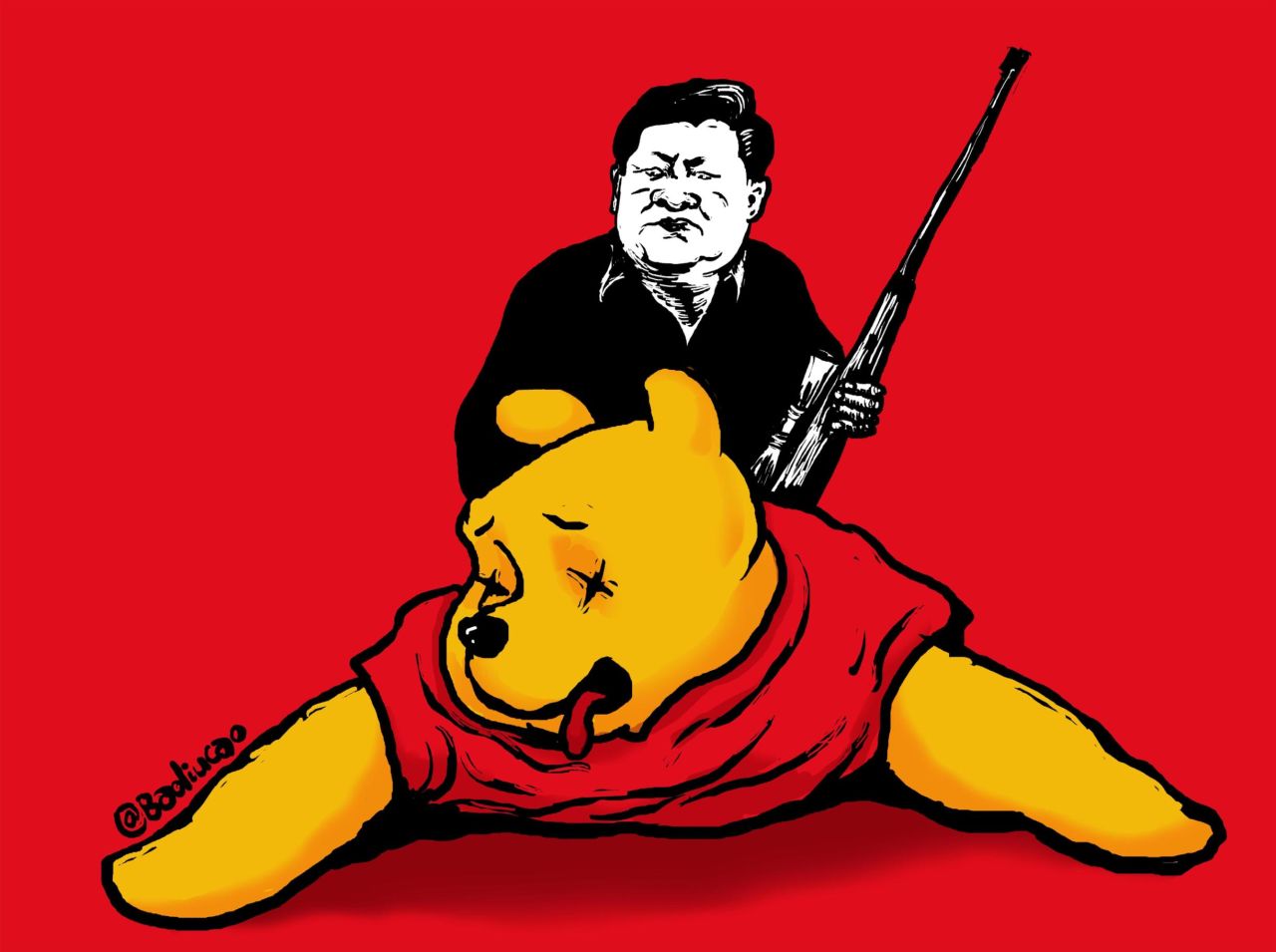 "Xi's going on a bear hunt" by Badiucao