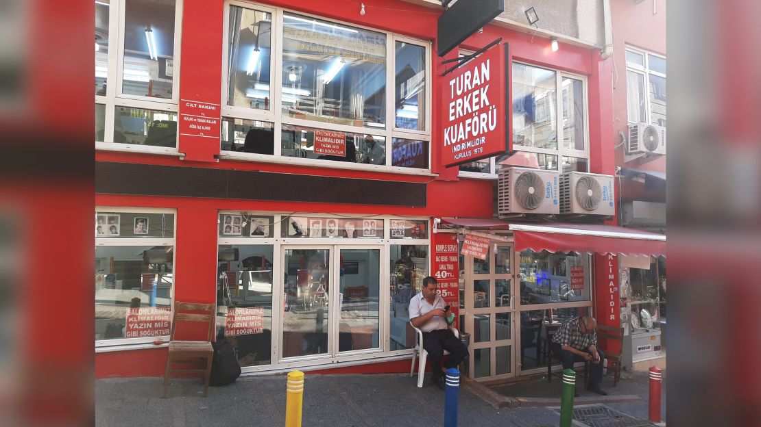 Aram works in this barbershop in Istanbul.