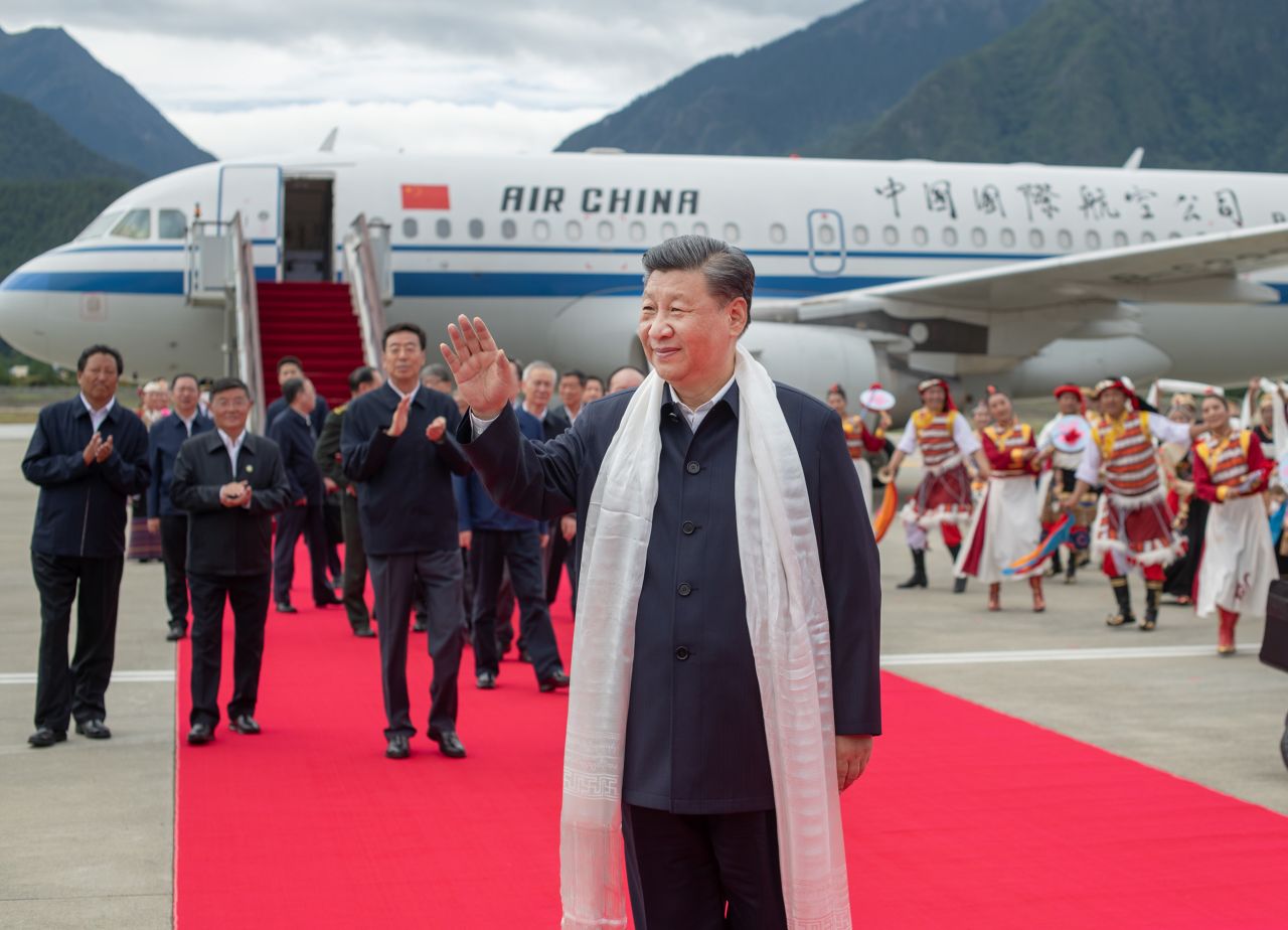 Xi arrives for a visit in Tibet in July 2021.