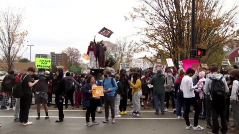 Students at Quincy High School in Massachusetts protest racism in school district. 