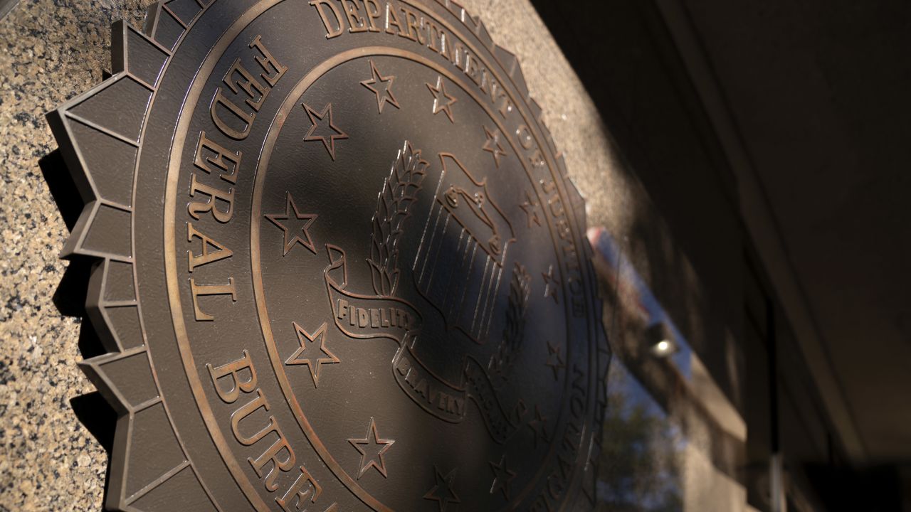The Federal Bureau of Investigation (FBI) seal outside the headquarters in Washington, DC, in 2020.