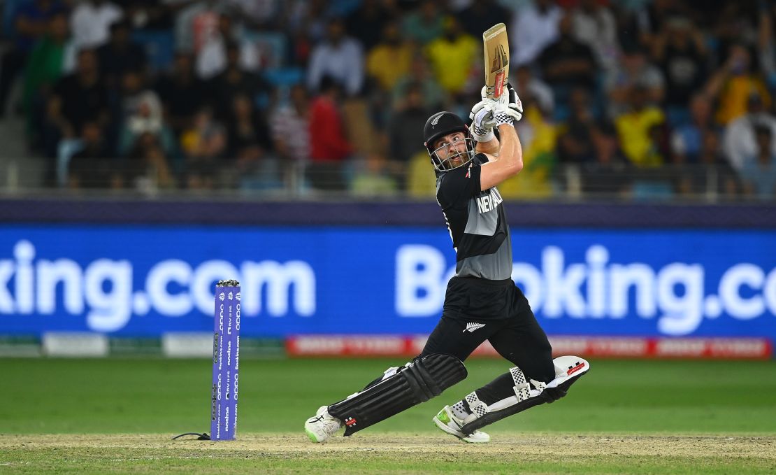 Williamson plays a shot during the T20 World Cup final.