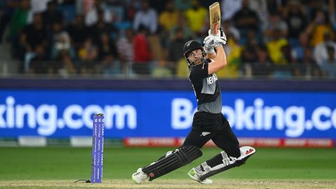 Williamson plays a shot during the T20 World Cup final.