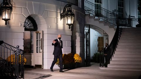 President Joe Biden exits the White House residence on the South Lawn as he walks toward Marine One November 12, 2021 in Washington, DC. 