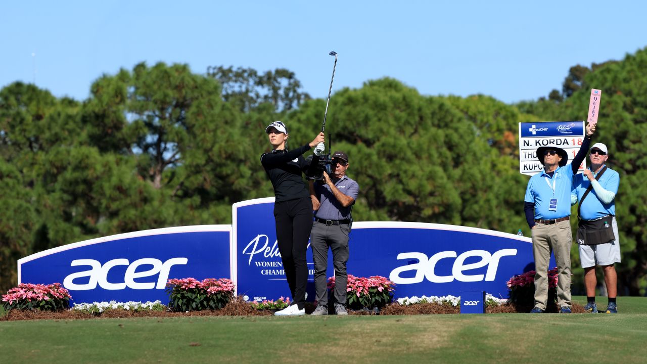 Korda plays a shot on the ninth hole during the final round of the Pelican Women's Championship.