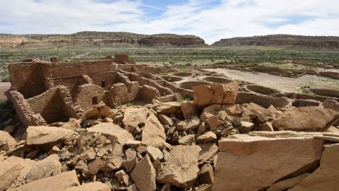 A 2015 view of ruins of Pueblo Bonito house built by ancient Puebloan people.