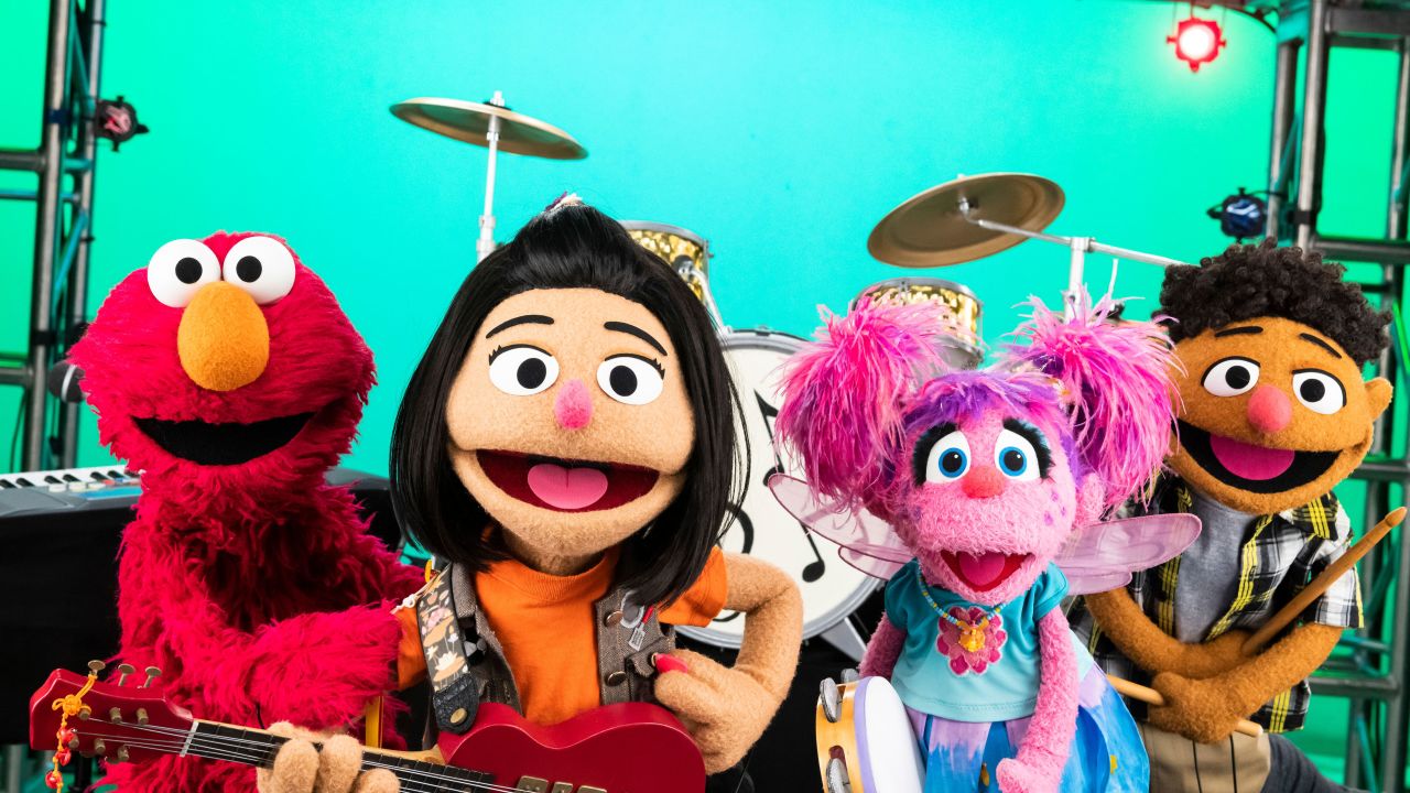 From left, Elmo, Ji-Young, Abby Cadabby and Tamir.