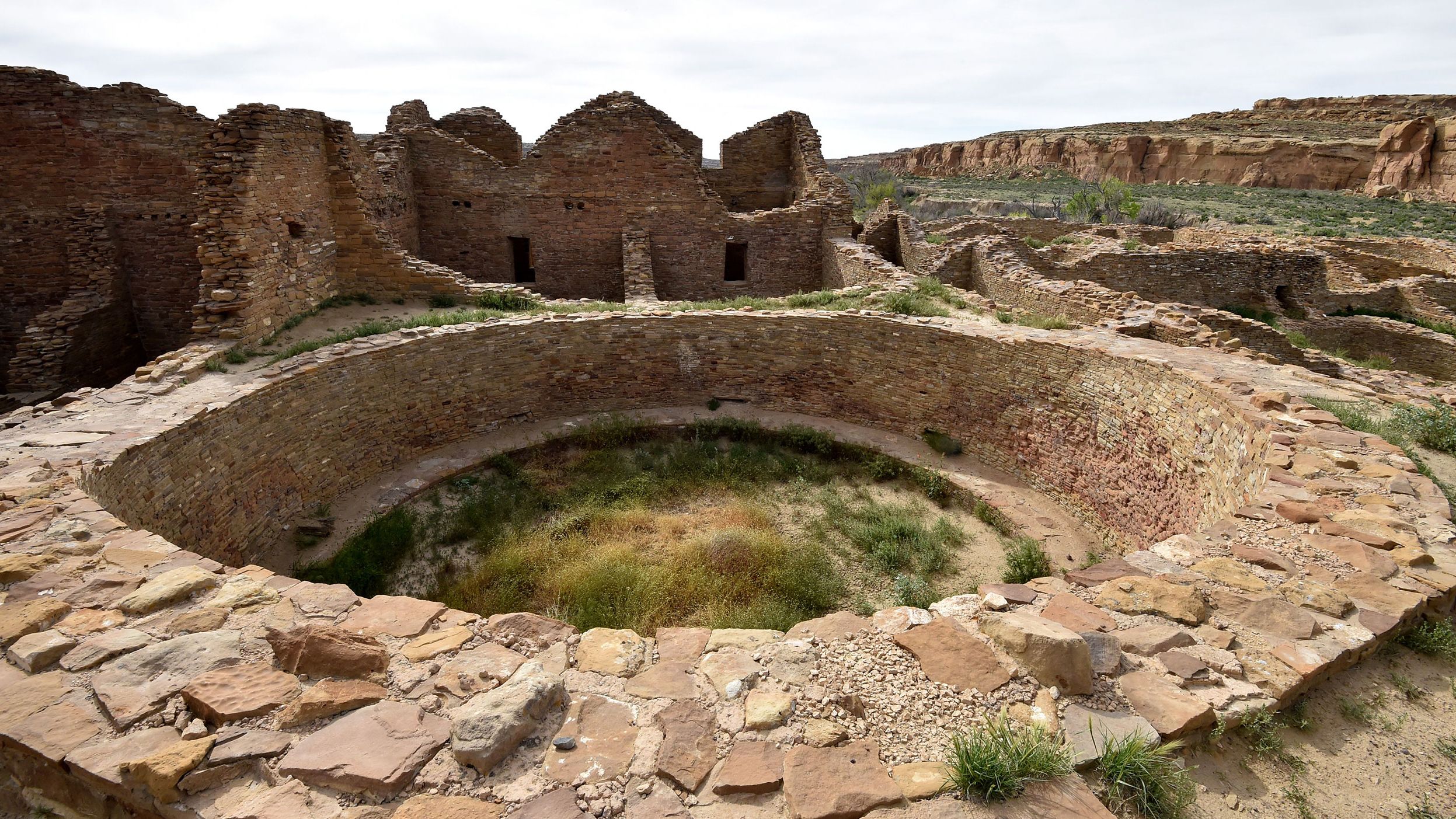 The ruins of Pueblo del Arroyo house at Chaco Culture National Historical Park in New Mexico.
