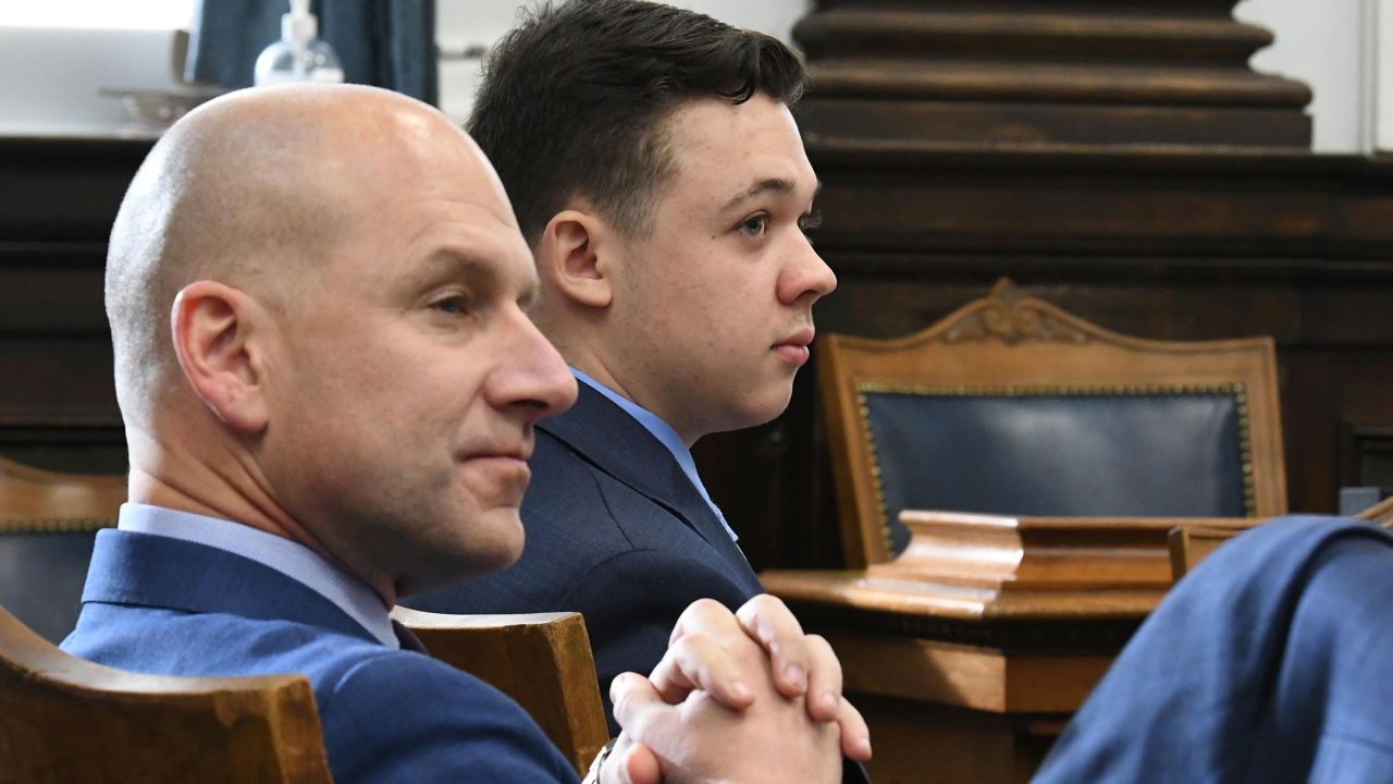 Defense attorney Corey Chirafisi, left, and Kyle Rittenhouse sit in court on Monday, November 15.