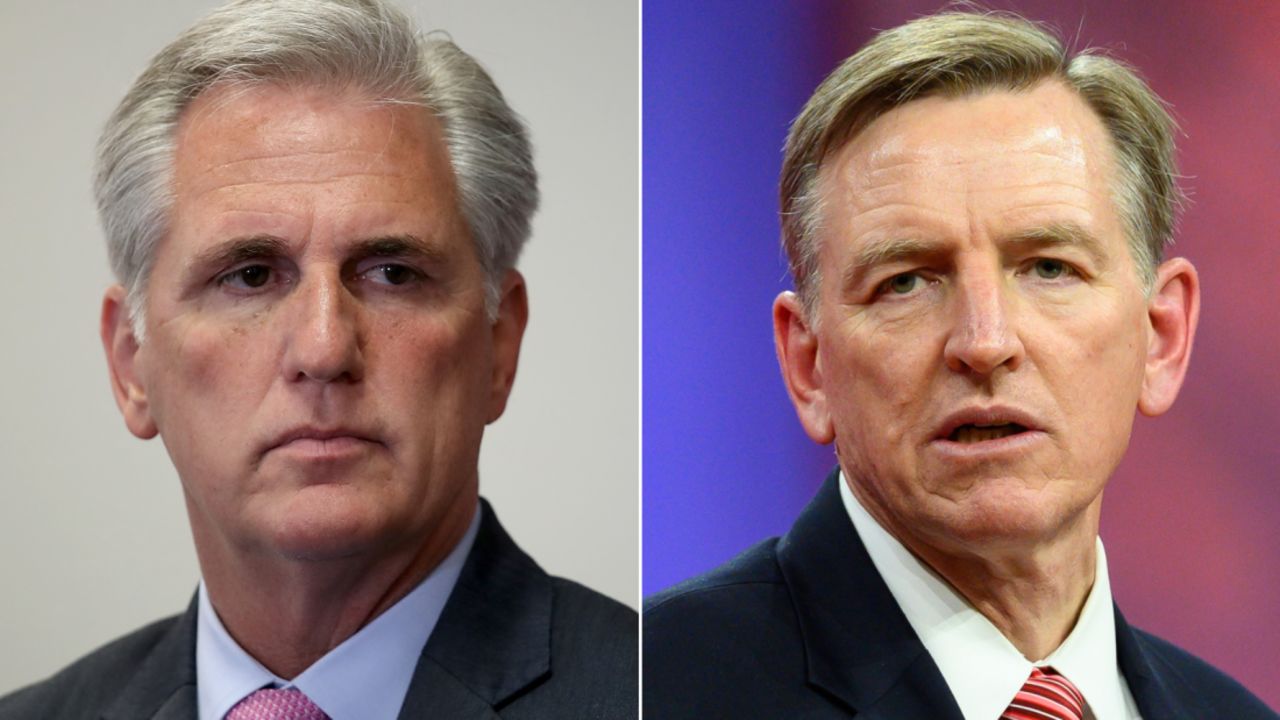 House Minority Leader Kevin McCarthy is pictured at left. At right, is Rep. Paul Gosar of Arizona.